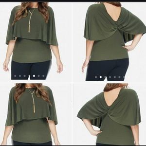 Dark Green Cape Style Top